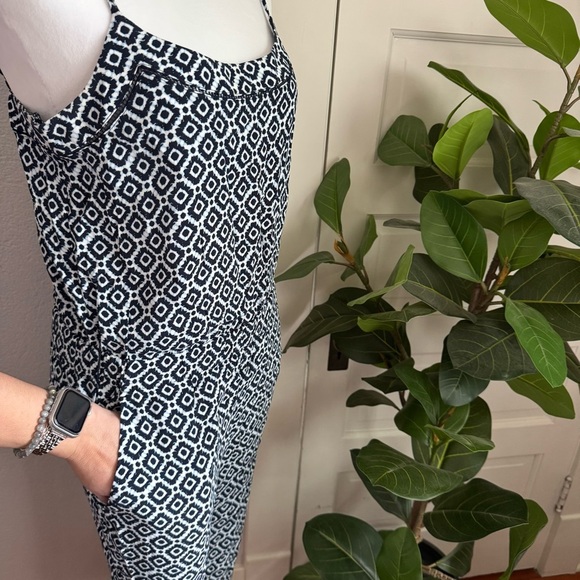 LOFT White and Blue Jumpsuit with Spaghetti Straps - Picture 6 of 8